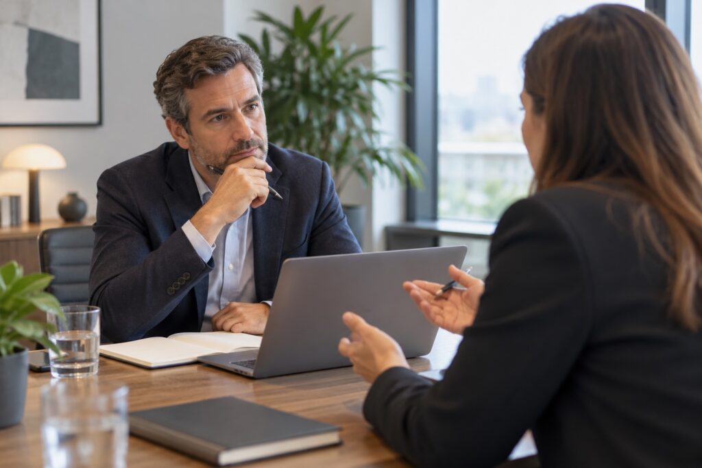 Hiring manažer konzultuje s recruitment specialistkou postup hledání kandidátů.