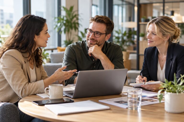 Interní HR a externí recruitment konzultant společně řeší nábor s hiring manažerem.